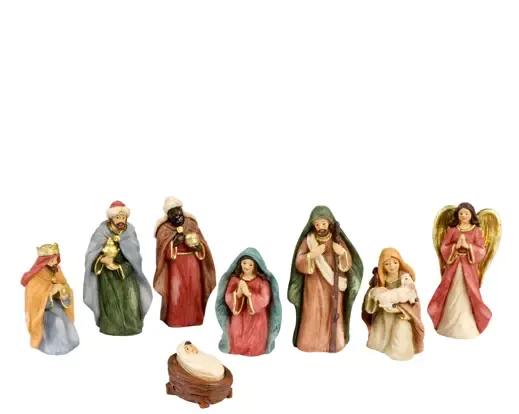 Tradycyjny Zestaw Figurek do Szopki Bożonarodzeniowej – 8 Elementów Premium