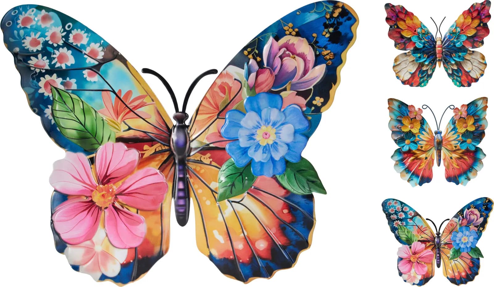 Metalowy Motyl Ścienny 3D – Przepiękna Ozdoba na Ścianę, Elewację i Taras (31x25 cm)