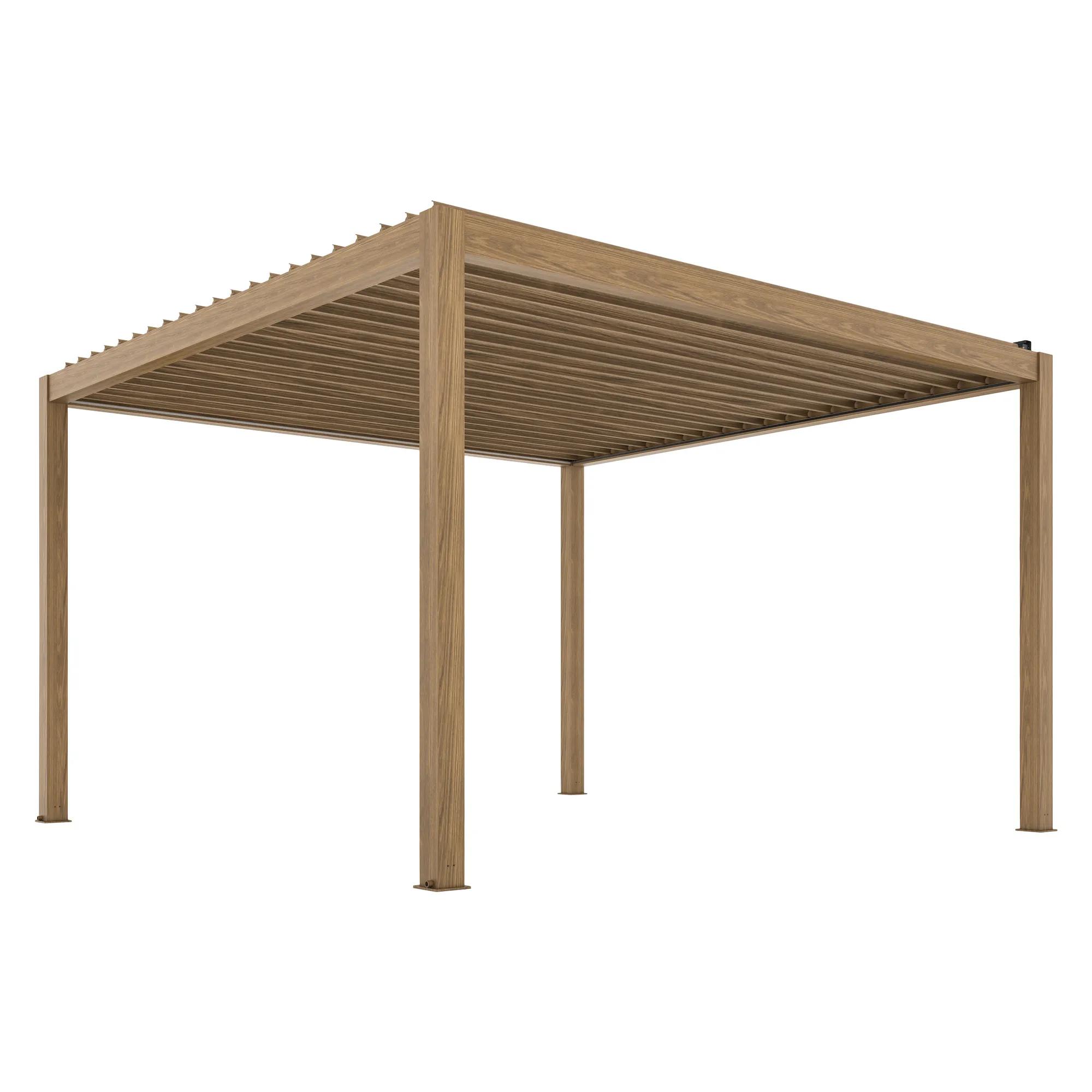 Pergola tarasowa Luxe 4 x 4 m drewno z LED i elektrycznym dachem