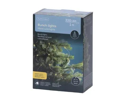 DRUCIKI CHOINKOWE PĘCZEK BUNCH LIGHTS 320 LED – CIEPŁA BIEL (1m) Z TIMEREM