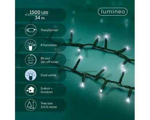 Lampki Choinkowe 1500 LED Lumineo Compact 34m Zimna Biel (Cool White)
