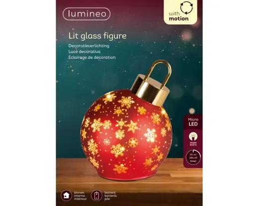 OBROTOWA SZKLANA KULA BOMBKA LED LUMINEO – 14x18 cm, CZERWONA