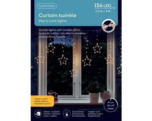 Kurtyna Świetlna Gwiazdy 156 Micro LED 1.2m – Świąteczny Łańcuch Okienny