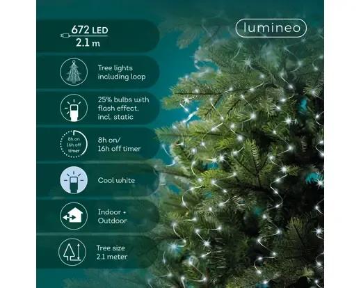 OŚWIETLENIE CHOINKOWE Z PĘTLĄ 672 LED – ZIMNA BIEL (2,1m) Z TIMEREM I EFEKTEM FLASH