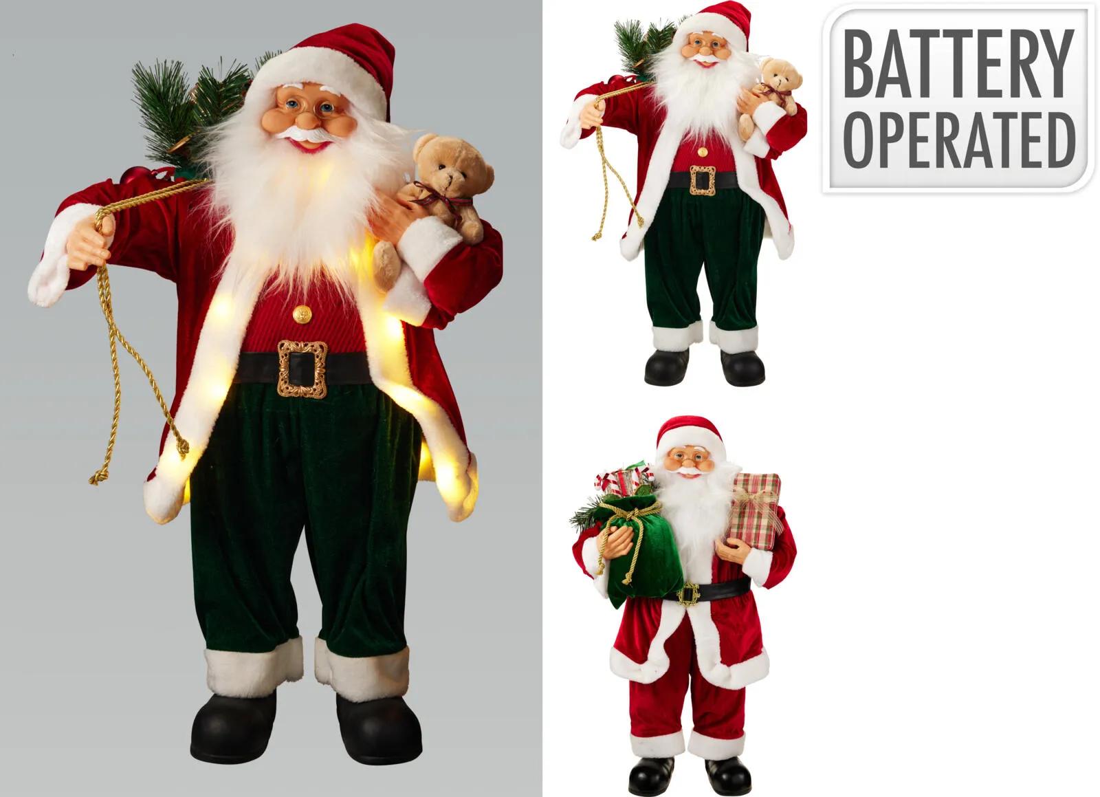 STOJĄCY ŚWIĘTY MIKOŁAJ LED 80 cm – FIGURKA ŚWIĄTECZNA PREMIUM Z DODATKAMI