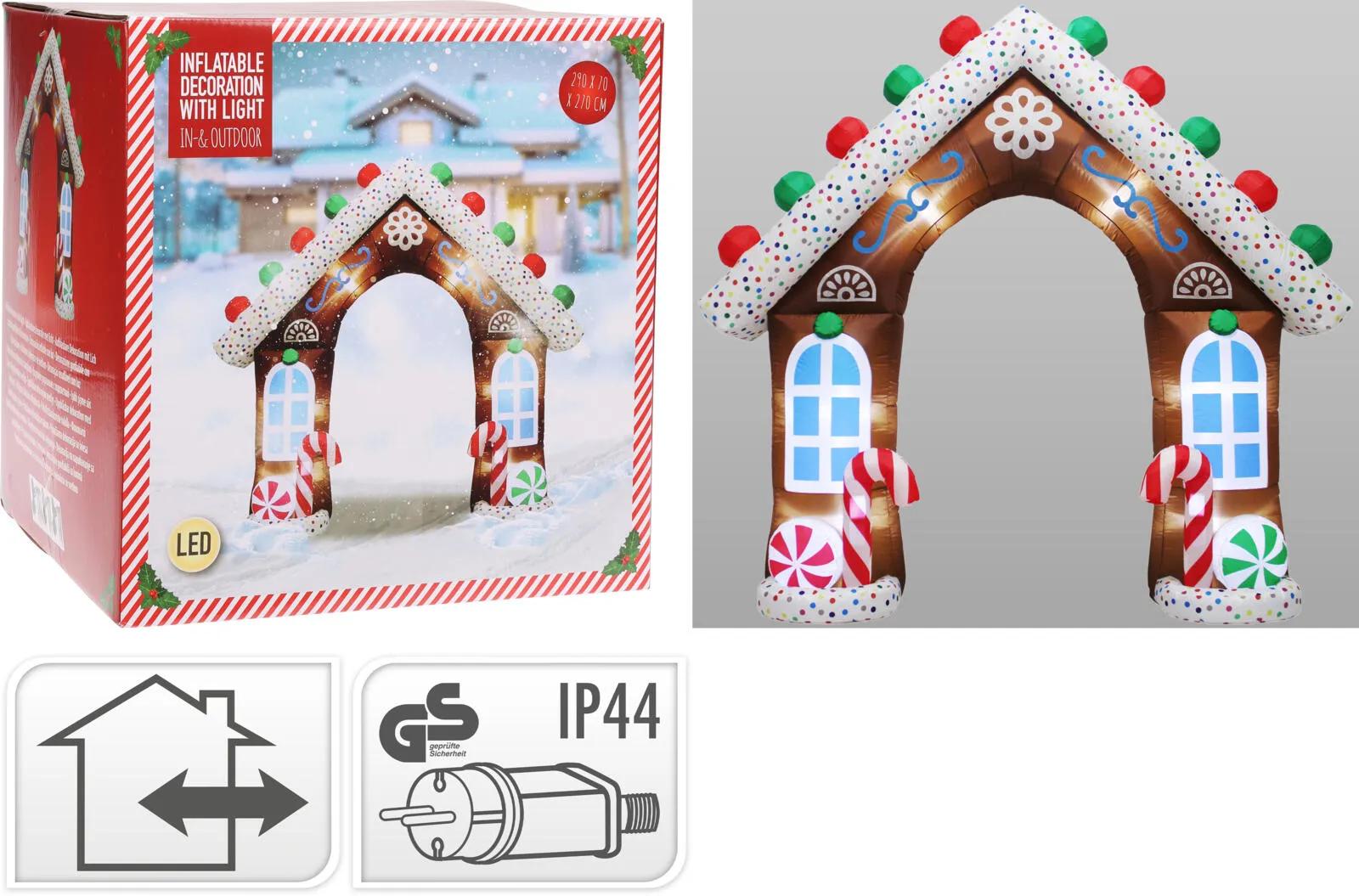 NADMUCHIWANY DOMEK Z PIERNIKA 290x270 cm – DEKORACJA ŚWIĄTECZNA LED