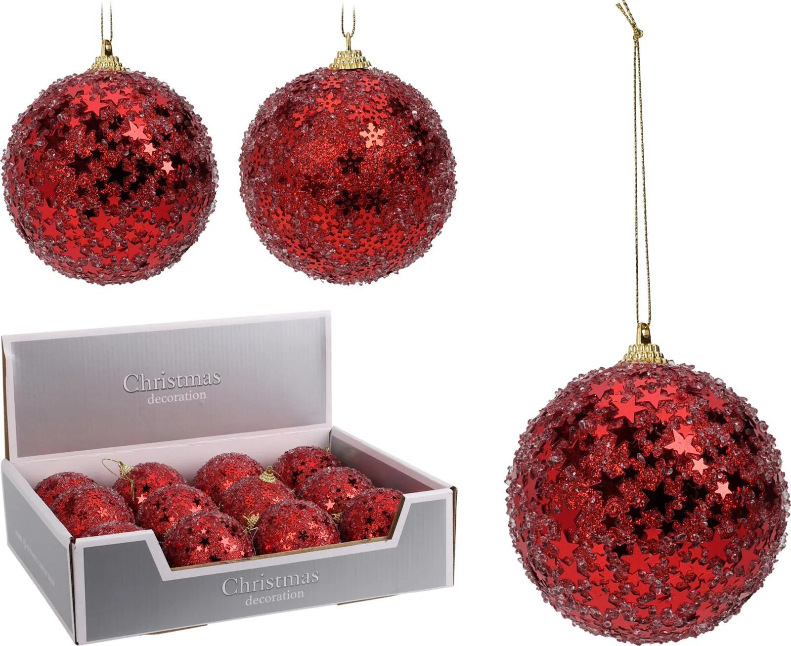 BROKATOWA BOMBKA CHOINKOWA 8 cm – SOCZYSTA CZERWIEŃ GLITTER RED