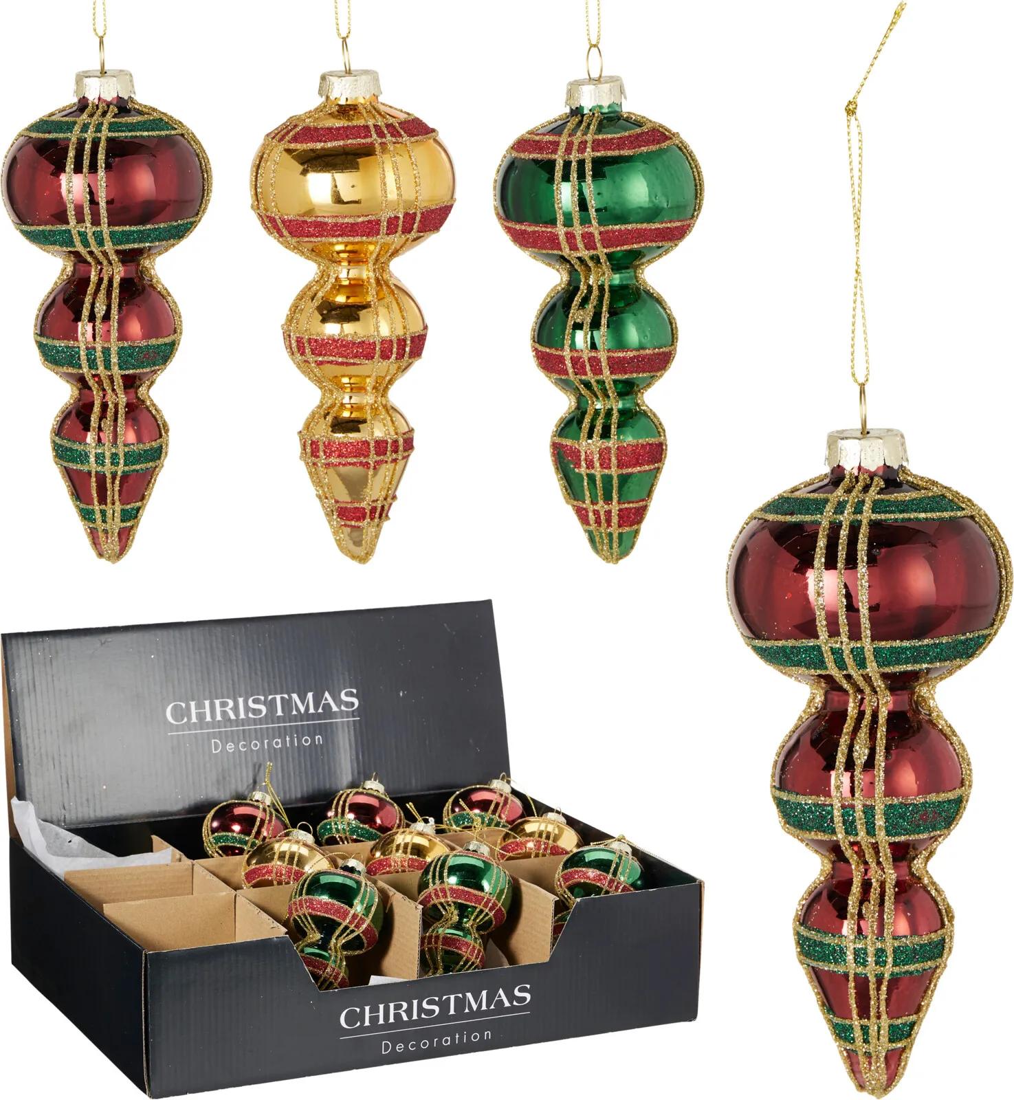 SZKLANA SOPLE CHOINKOWA – 13.5 cm – KRATA TARTAN