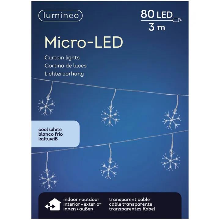 Kurtyna Świetlna Śnieżynki 80 Micro LED 270cm