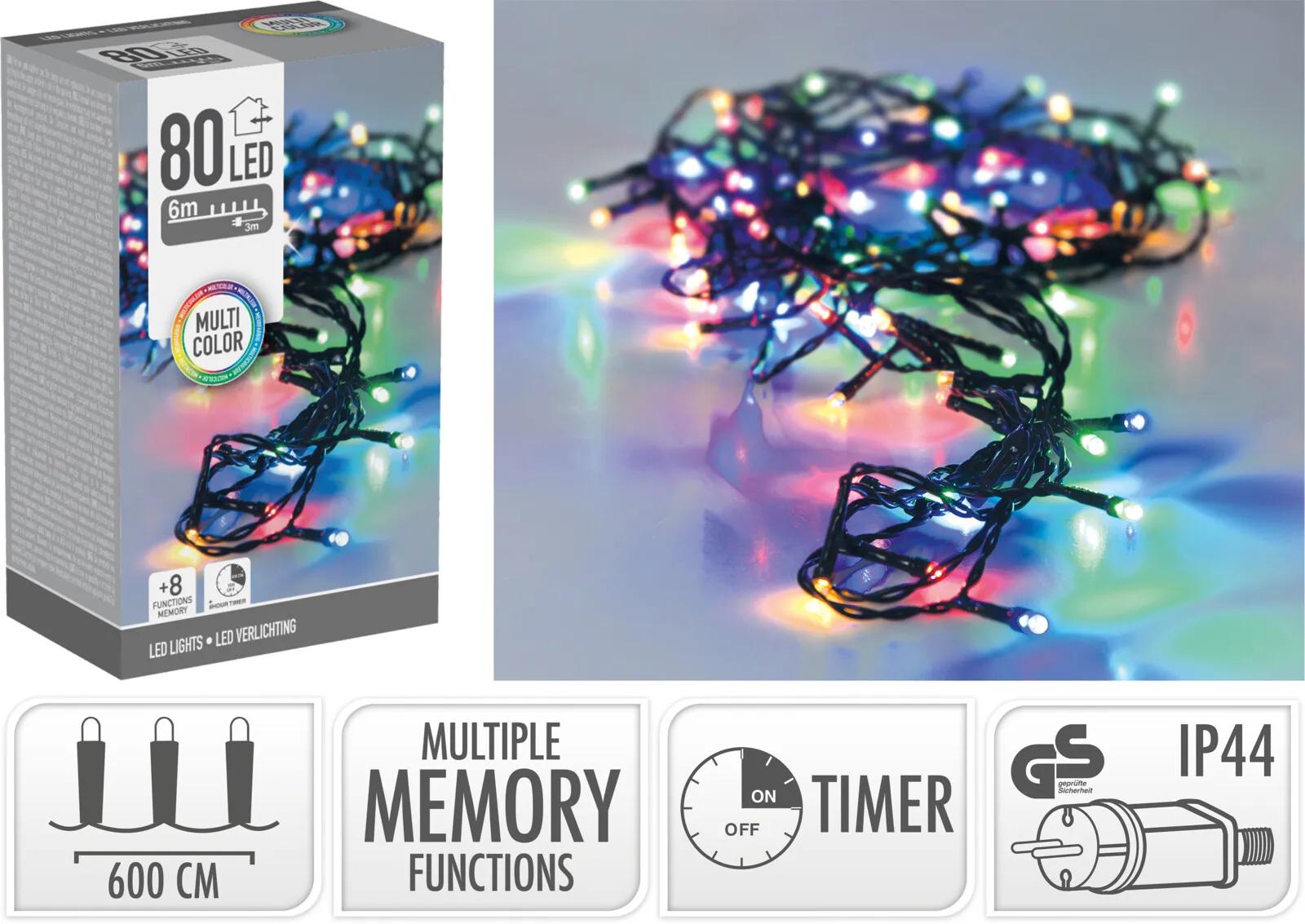 LAMPKI CHOINKOWE 80 LED 6m MULTIKOLOR