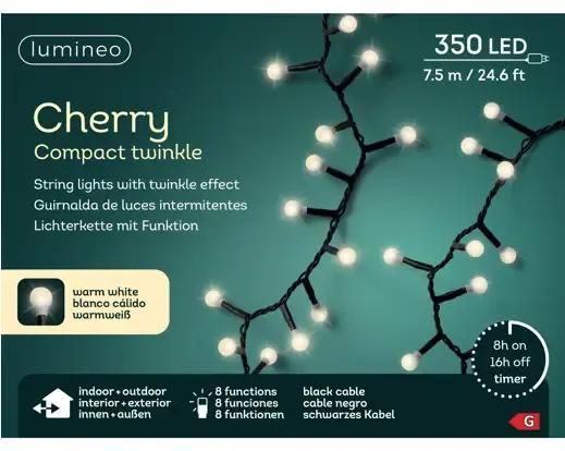 Lampki Choinkowe Kulki 350 LED Lumineo Cherry Compact Twinkle 7,5m Ciepła Biel