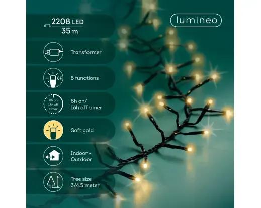 GĘSTE LAMPKI CHOINKOWE 2208 LED – SOFT GOLD (35m) Z TIMEREM I PROGRAMATOREM