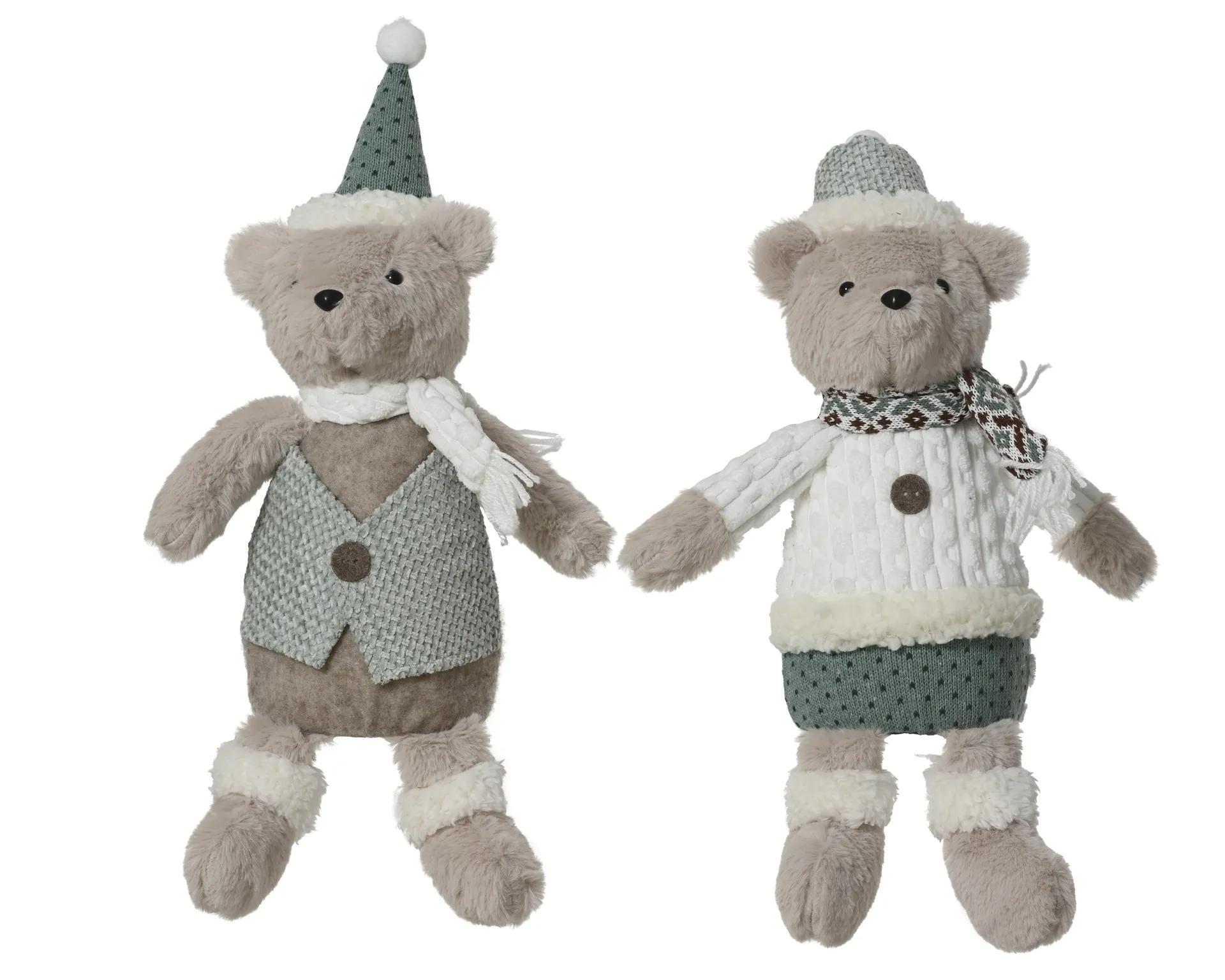 Miś Świąteczny Pluszowy 34cm – Maskotka Figurka w Sweterku Zimowym (2 Wzory)
