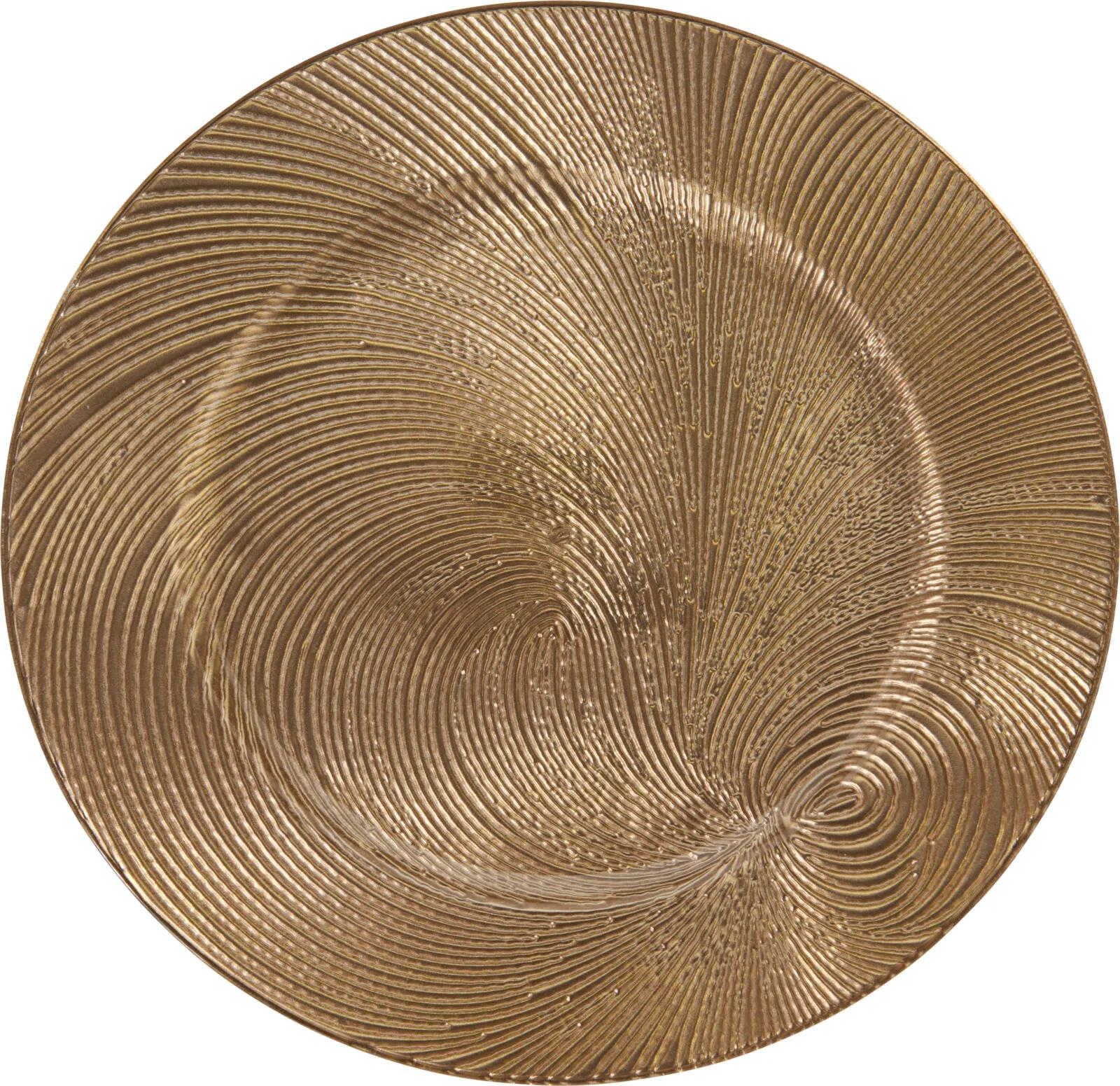 TALERZ PODKŁADOWY DEKORACYJNY 33 cm – ZŁOTY SWIRL DESIGN GLAMOUR