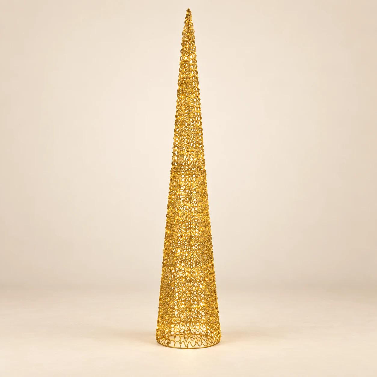 Choinka Choinkowy Stożek LED 1800 LED 180cm – Ciepła Biel (Twinkle / Flash) Złoty Stelaż
