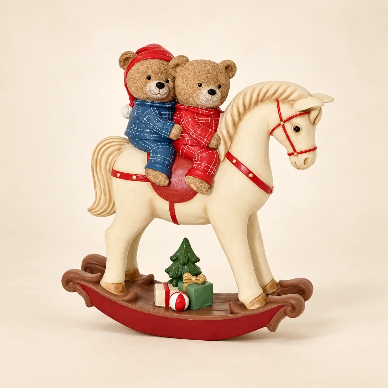 Figurka Świąteczna Misie na Koniu na Biegunach Boże Narodzenie 27cm