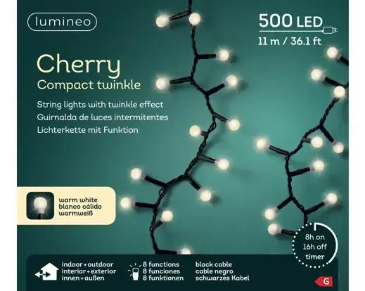 Lampki Choinkowe Kulki 500 LED Lumineo Cherry Compact Twinkle 11m Ciepła Biel