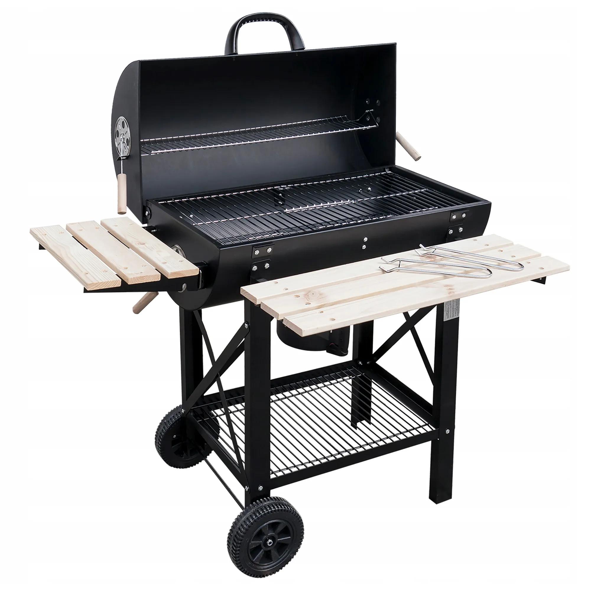 Grill węglowy MIR418 z drewnianymi półkami