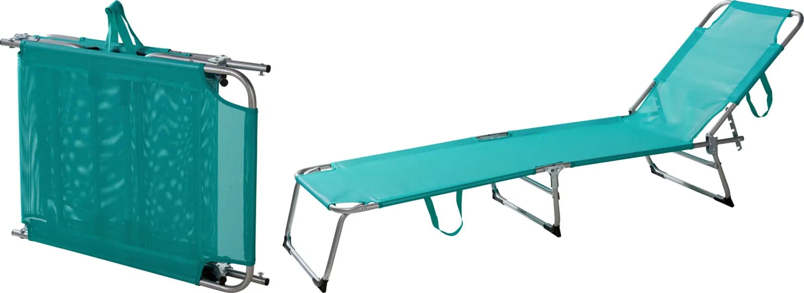 Składany Leżak Ogrodowy Plażowy Trzysekcyjny z Uchwytami – Turkusowy (187 cm)