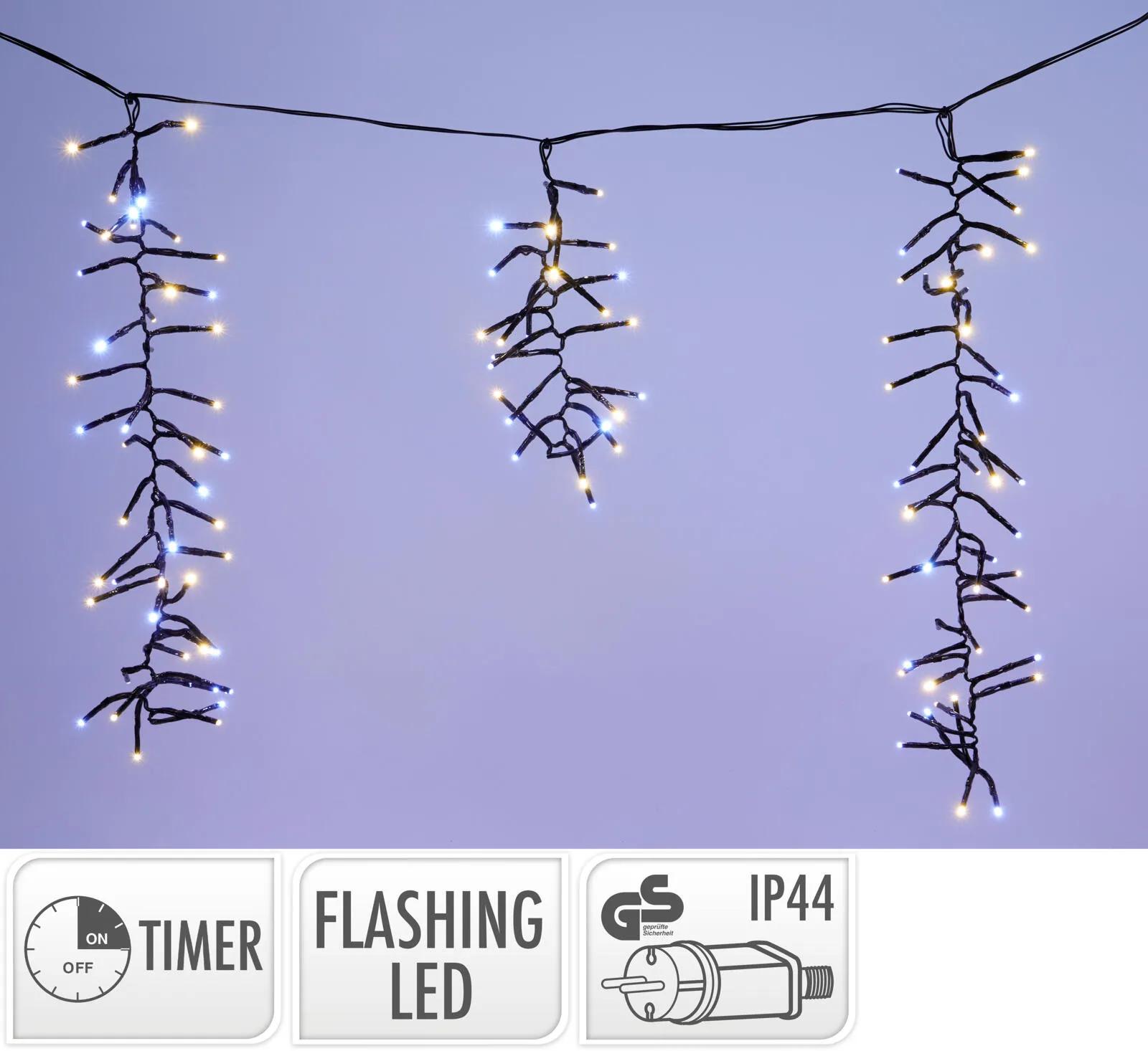 Lampki Świąteczne Sople Klastrowe 1032 LED 7m – Gęsta Kurtyna Śnieżna IP44 z Efektem Błysku (Flash) i Timerem