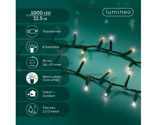 Lampki Choinkowe Lumineo Compact 1000 LED 22,5m Ciepła/Zimna Biel Timer IP44