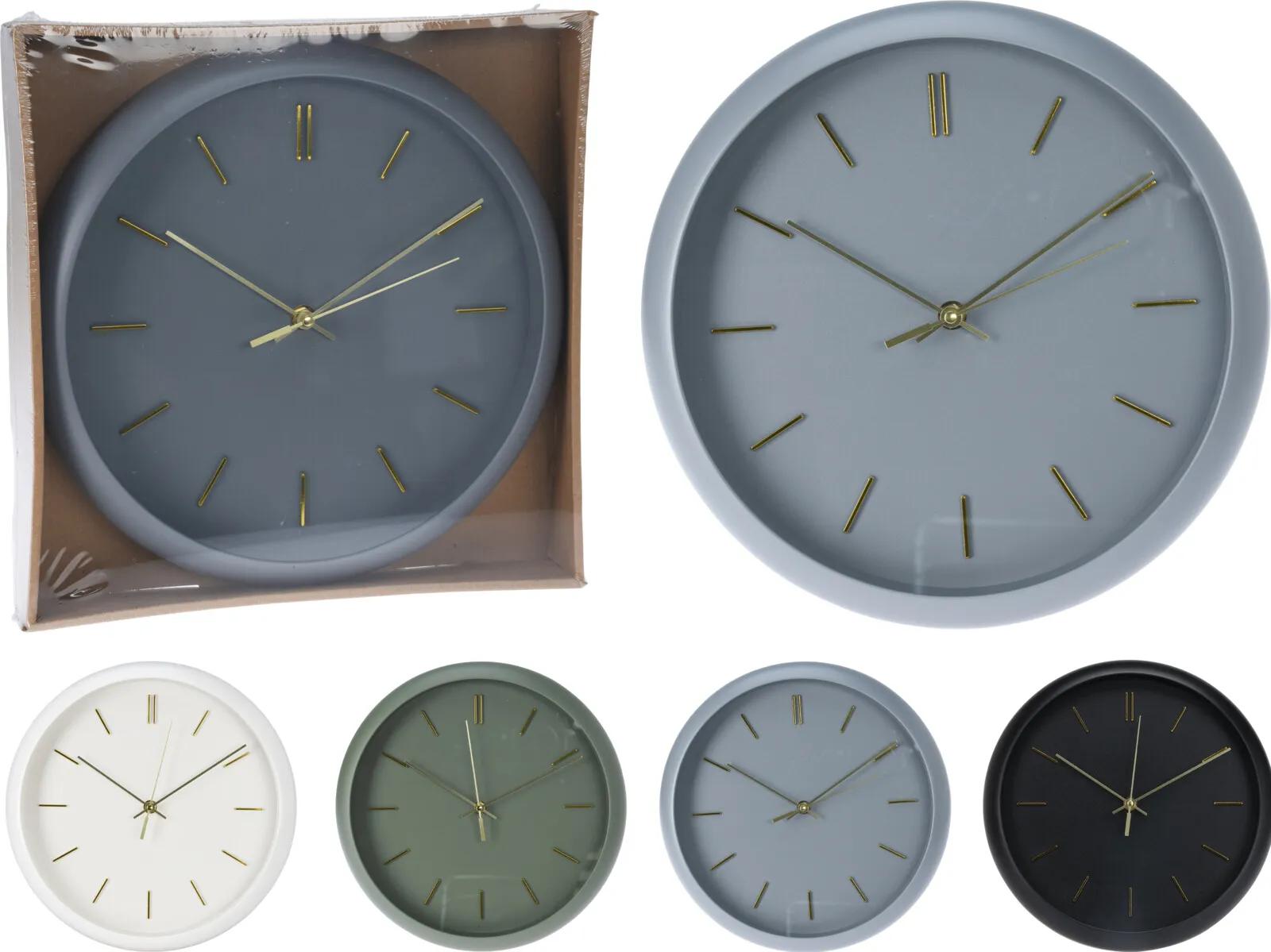 ELEGANCKI ZEGAR ŚCIENNY 30 cm – ZŁOTE DETALE, ZAOKRĄGLONA RAMA (STYL GLAMOUR / MODERN / LOFT)