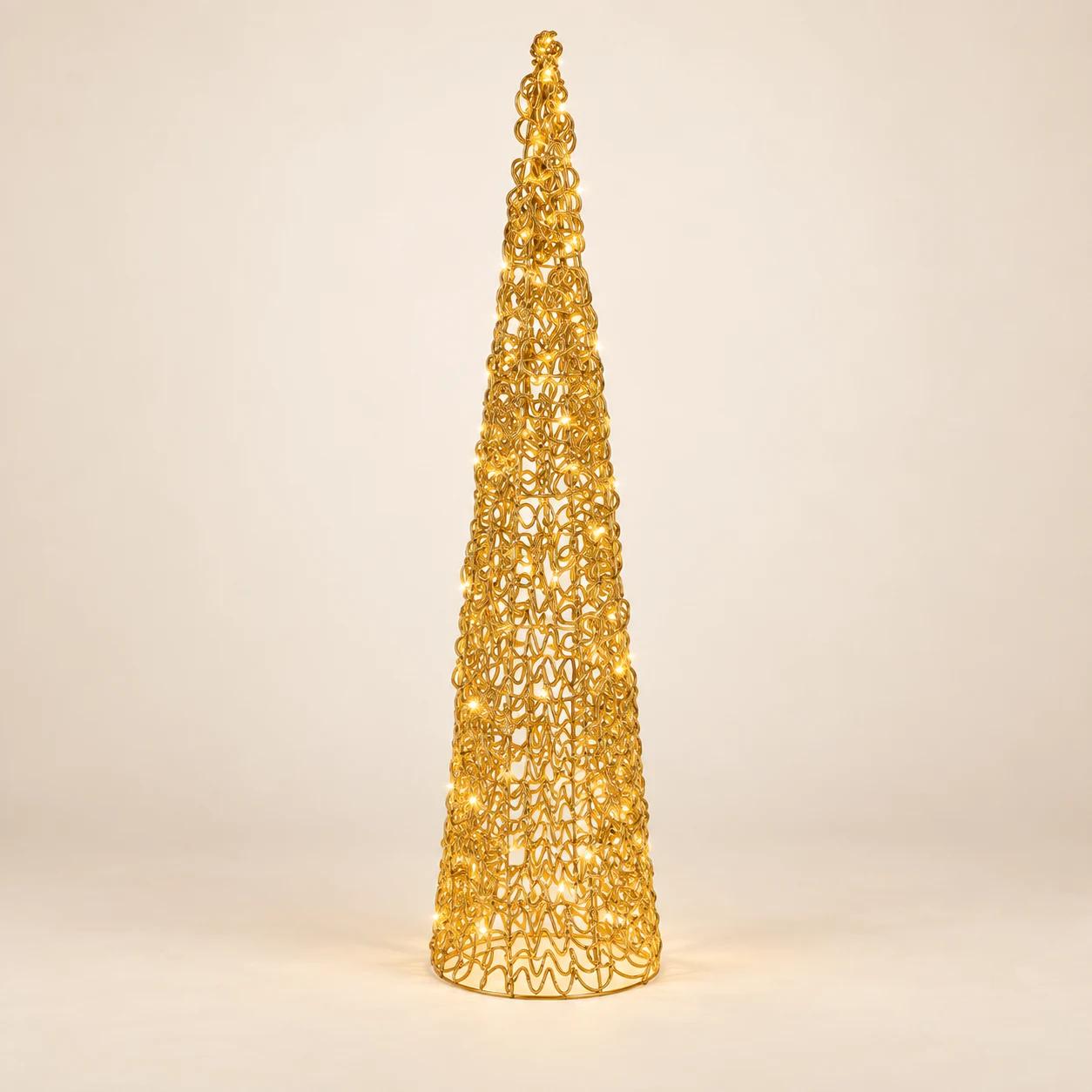 Profesjonalny Stożek Choinka LED 500 LED 210cm – Ciepła Biel (Twinkle / Flash) Złoty Stelaż