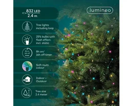 OŚWIETLENIE CHOINKOWE Z PĘTLĄ 832 LED – SOFT MULTI COLOUR (2,4m) Z TIMEREM I EFEKTEM FLASH