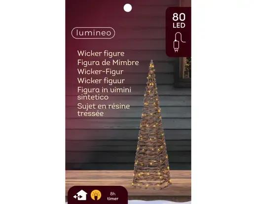 Stożek Wiklinowy LED 60cm – Świecąca Choinka Rattanowa 80 Micro LED Ciepła Biel Lumineo