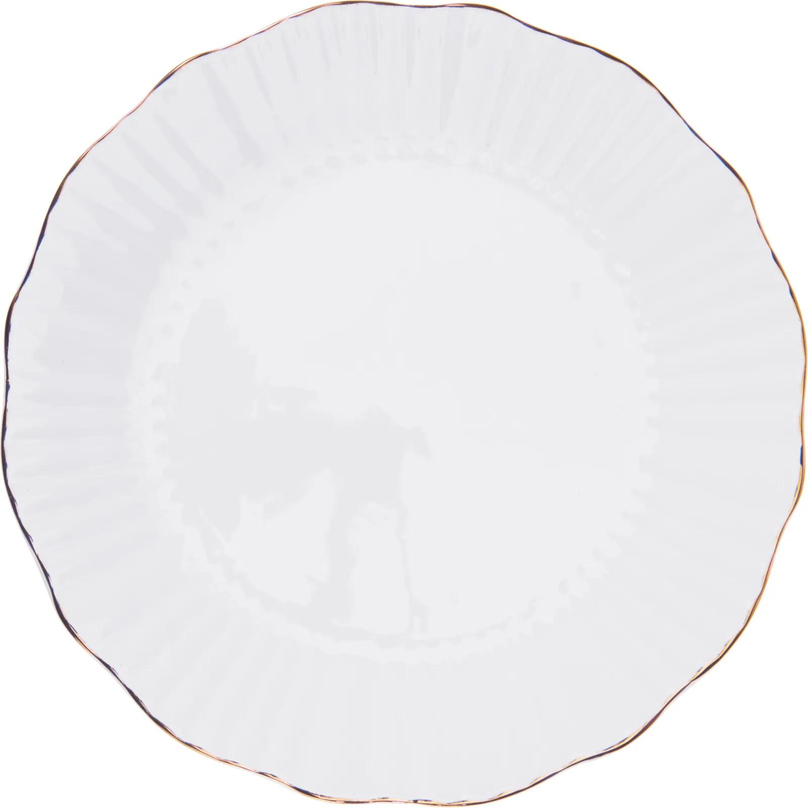 ELEGANCKI TALERZ PORCELANOWY BIAŁY ZE ZŁOTYM RANTEM SIAKI 26cm