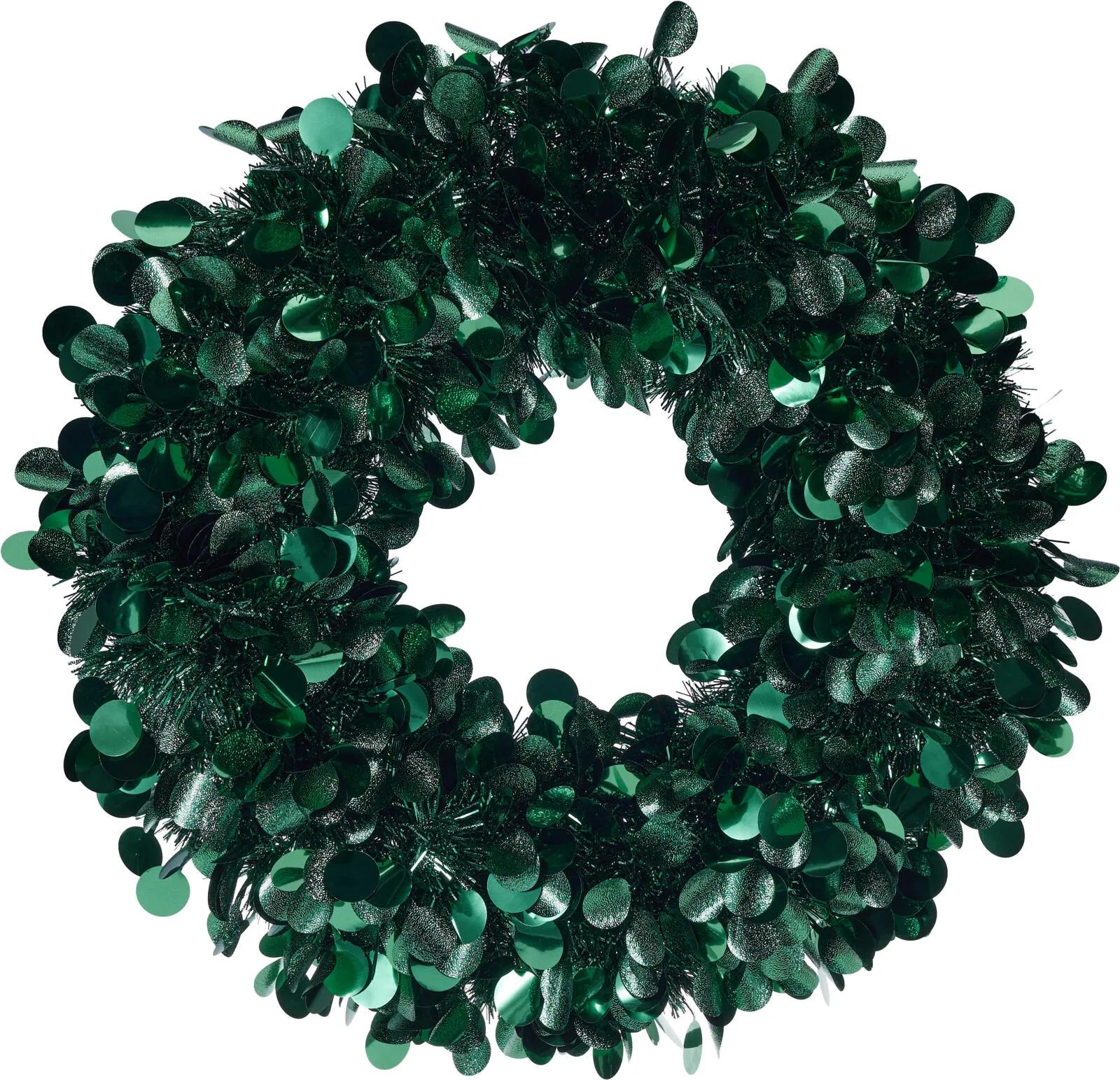 ZIELONY WIENIEC GIRLANDOWY 46 cm – ŚWIĄTECZNA OZDOBA Z GIRLANDY TINSEL
