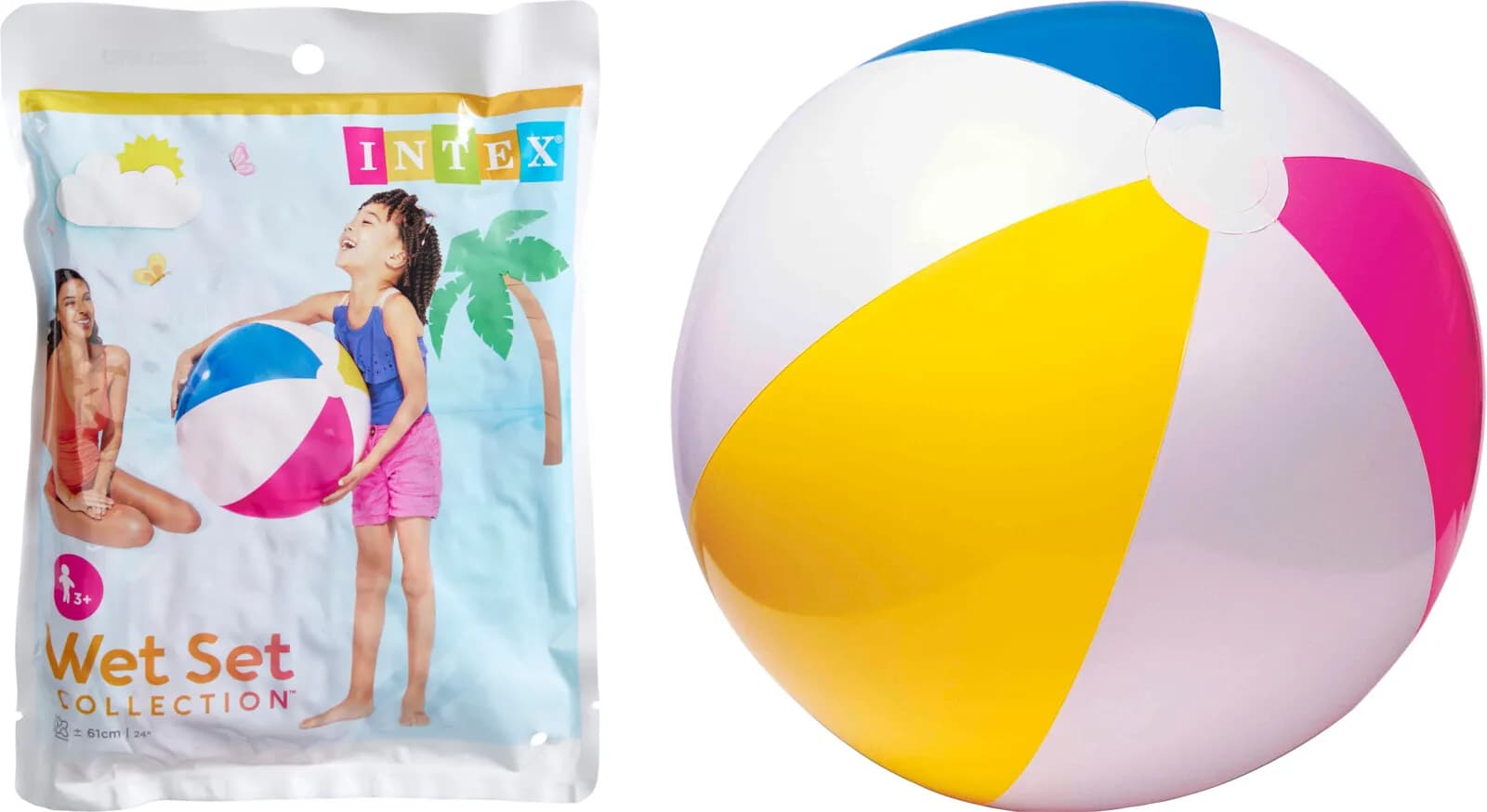 Dmuchana Piłka Plażowa Kolorowa Intex – Klasyczna Piłka do Wody (61 cm)