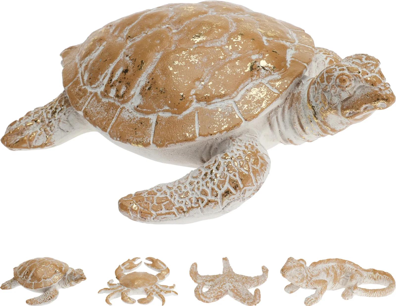 ZŁOTA FIGURKA CERAMICZNA ZWIERZĘ MORSKIE ŻÓŁW KRAB ROZGWIAZDA GLAMOUR 14cm
