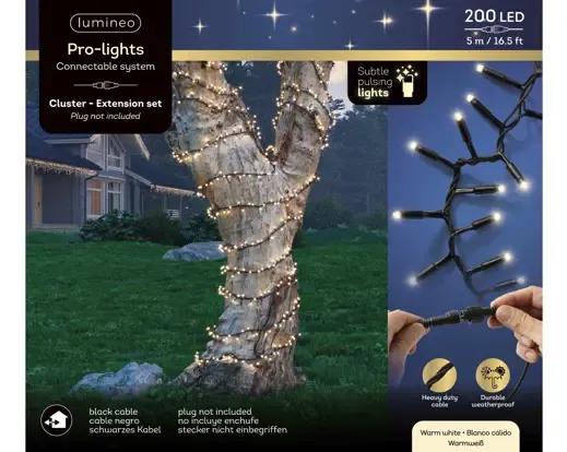 Lampki choinkowe Jeżyki LED 200 LED 5m – Ciepła Biel (Sparkle / Flash) Czarny Przewód