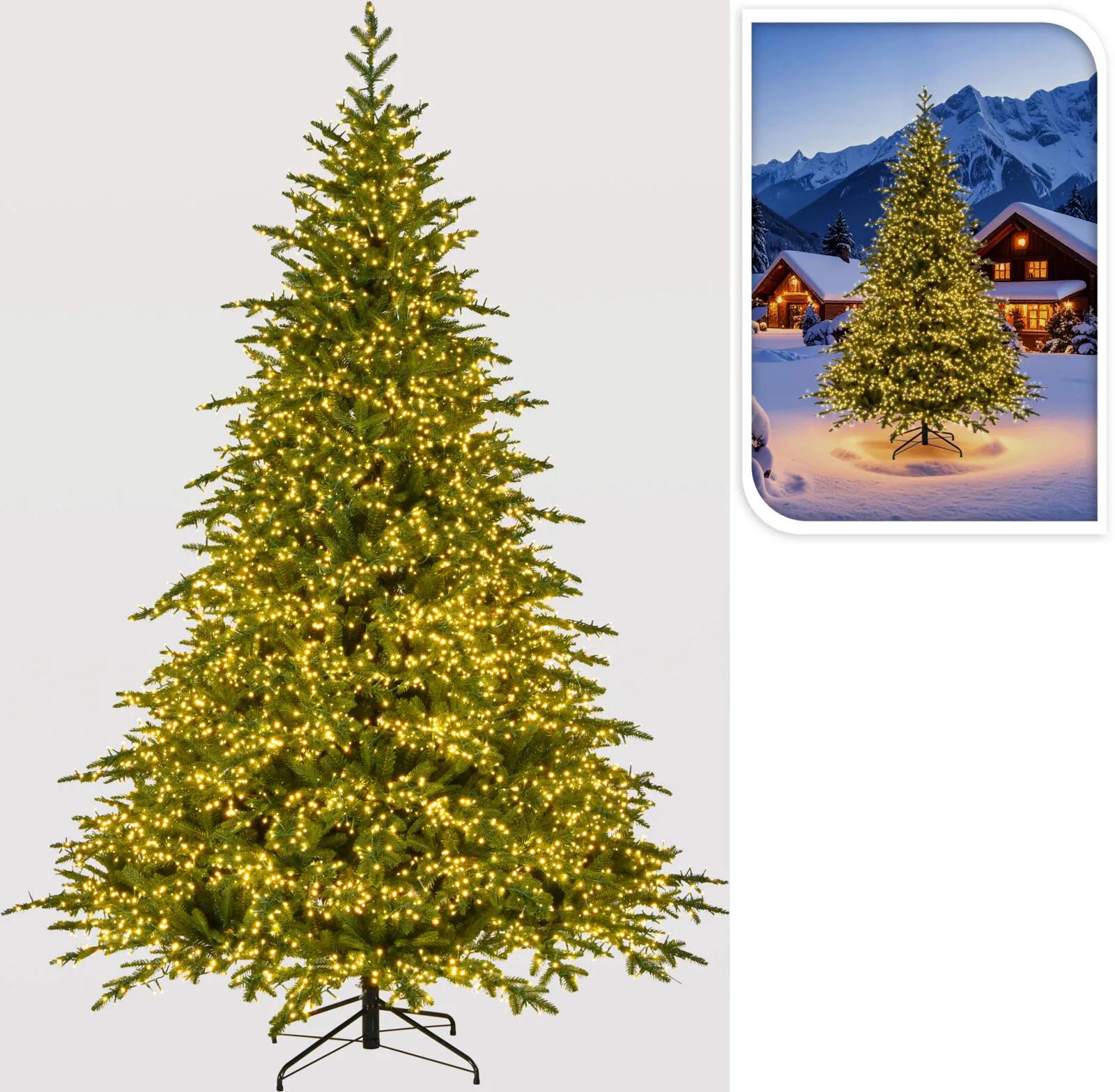 Choinka Hybrydowa Premium 240cm – Gęsta Choinka PE/PVC z Oświetleniem Mikro LED, 8200 Diod, Pilot, Ściemniacz i Timer