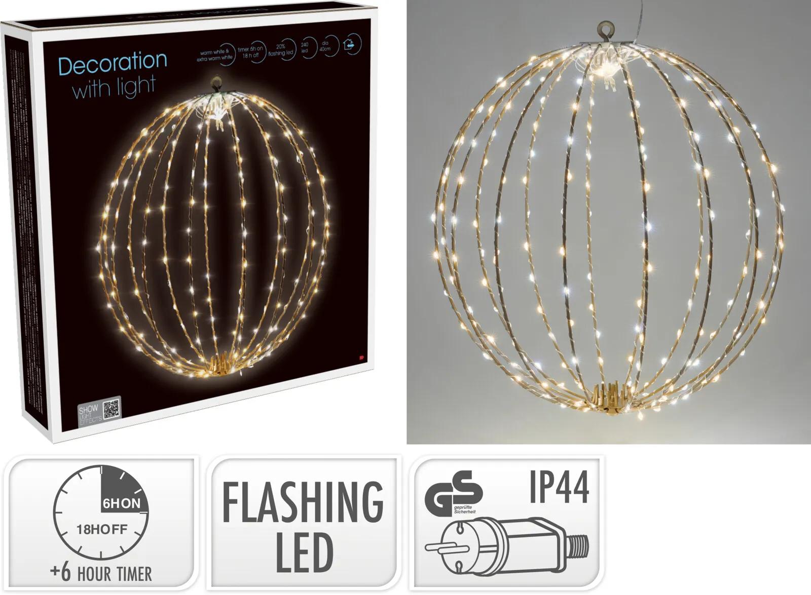 SKŁADANA KULA DEKORACYJNA LED – 40 cm